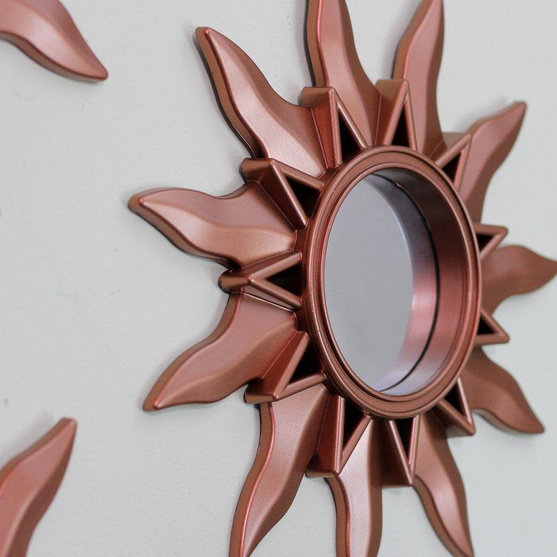 Set of 3 Copper Sunburst Round Mini Mirrors