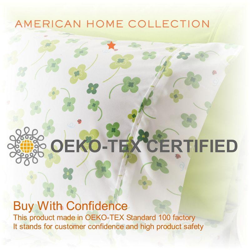 American Home Collection Green Flowers Bed Sheet Set Twin Full Queen King 4-6 Piece