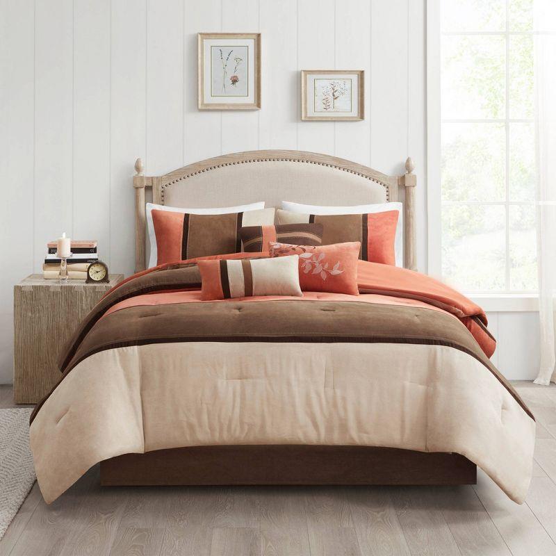 California King Coral and Brown Microfiber Comforter Set