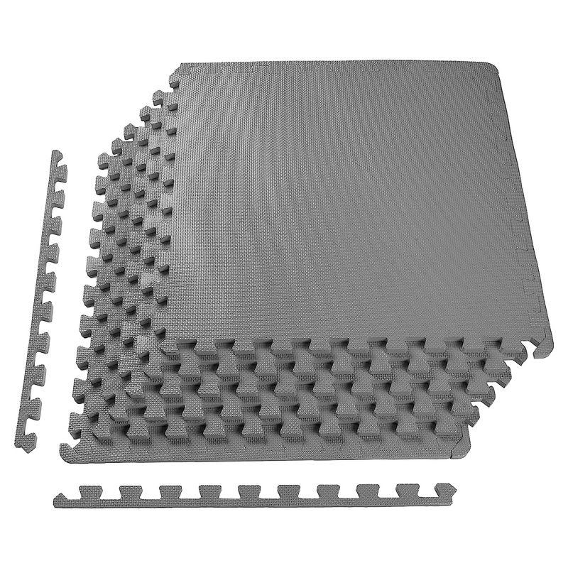 BalanceFrom Fitness 24 Square Foot Interlocking Extra Thick 1/2 Inch High Density Nonslip Exercise Mat Tiles with 6 24 x 24 Inch Pieces, Gray