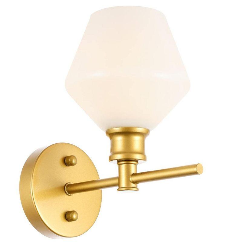 Elegant Lighting Gene 1 light Brass and Frosted white glass Wall sconce