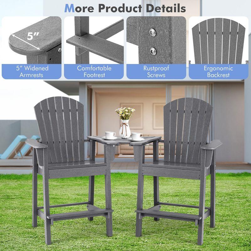 Tangkula 2PCS HDPE Tall Adirondack Chair Barstools Connecting Tray Yard Footstool