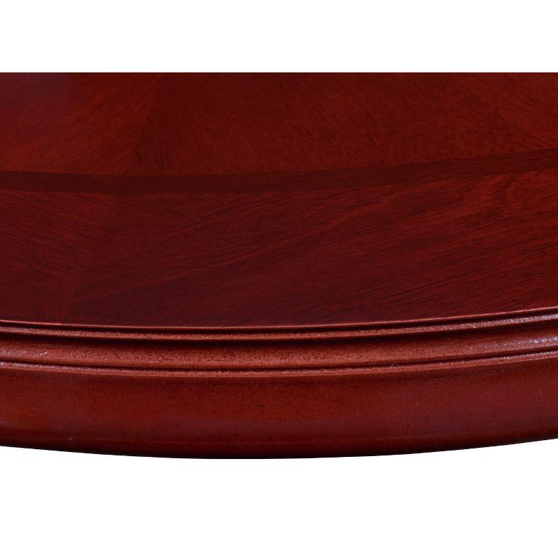 Mahogany Round Wood Dining Table with Pedestal Base