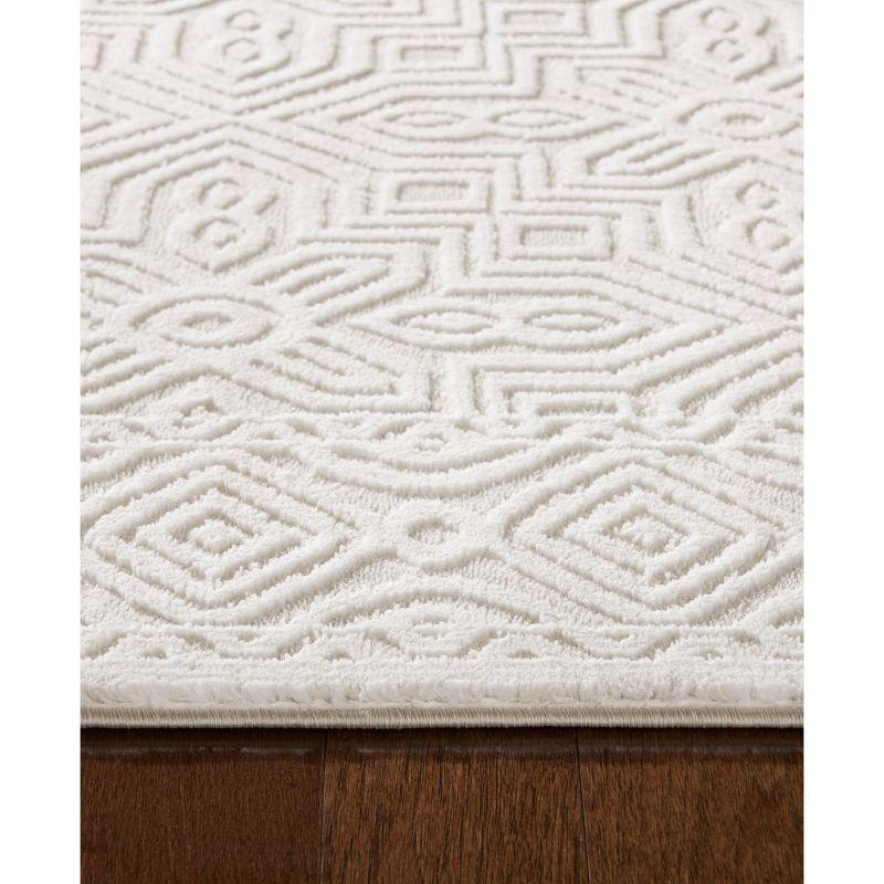 TOWN & COUNTRY LUXE Maya Medallion Indoor Area Rug with High-Low Texture, Ivory/Greige