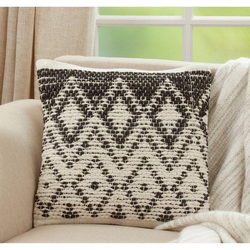 18"x18" Diamond Design Woven Square Pillow Cover - Saro Lifestyle