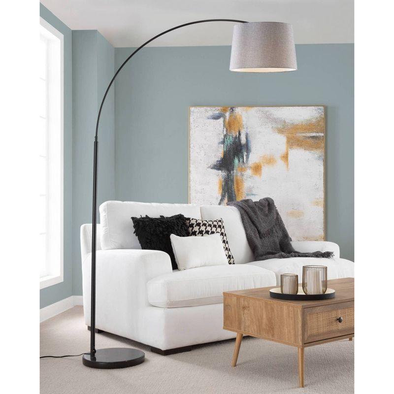 LumiSource March Contemporary Floor Lamp: Marble Base, Linen Drum Shade, UL Listed, 60W