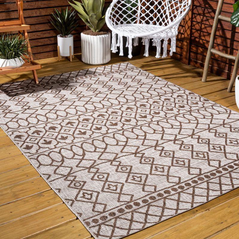 4'x6' Kafel  Bohemian Indoor/Outdoor Area Rug, Beige/Brown - JONATHAN Y