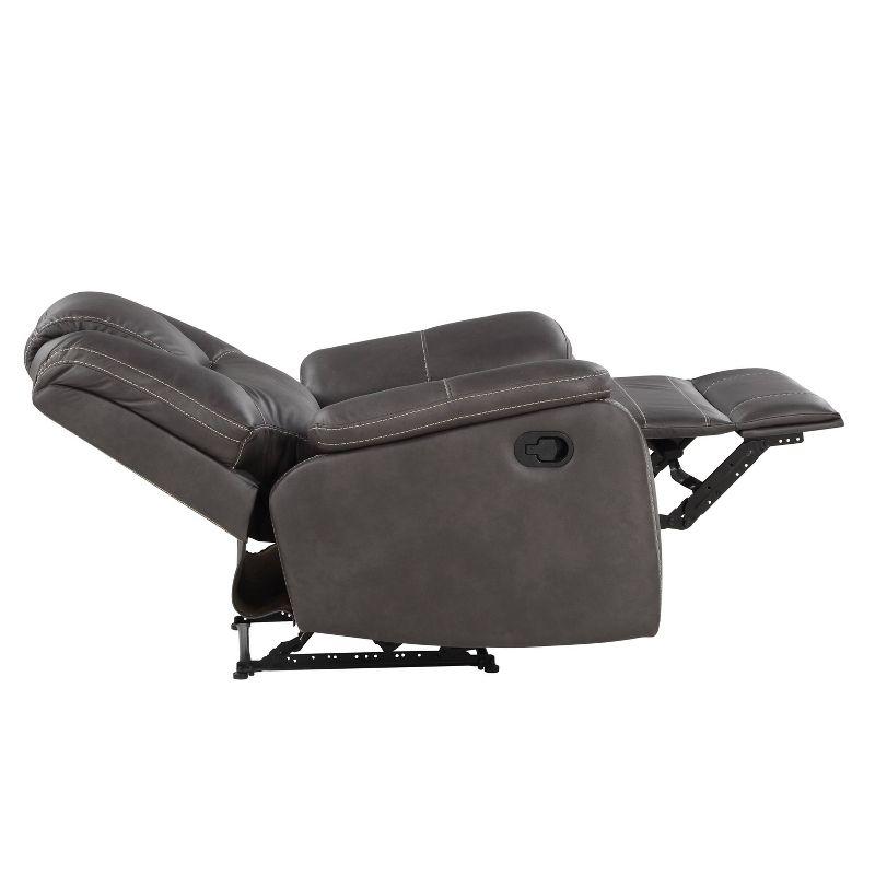 Katrine Manual Recliner Charcoal - Steve Silver Co.: Faux Leather Upholstery, Plywood Frame, No Tools Assembly