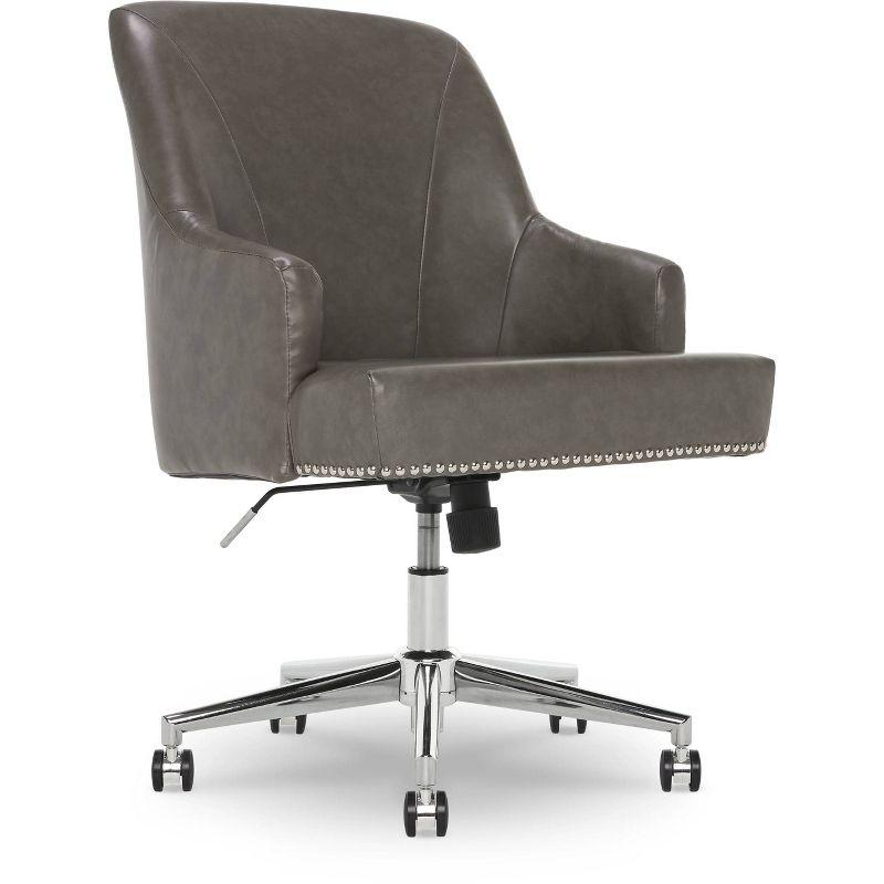 Modern Leighton Swivel Home Office Chair in Gray Bonded Leather