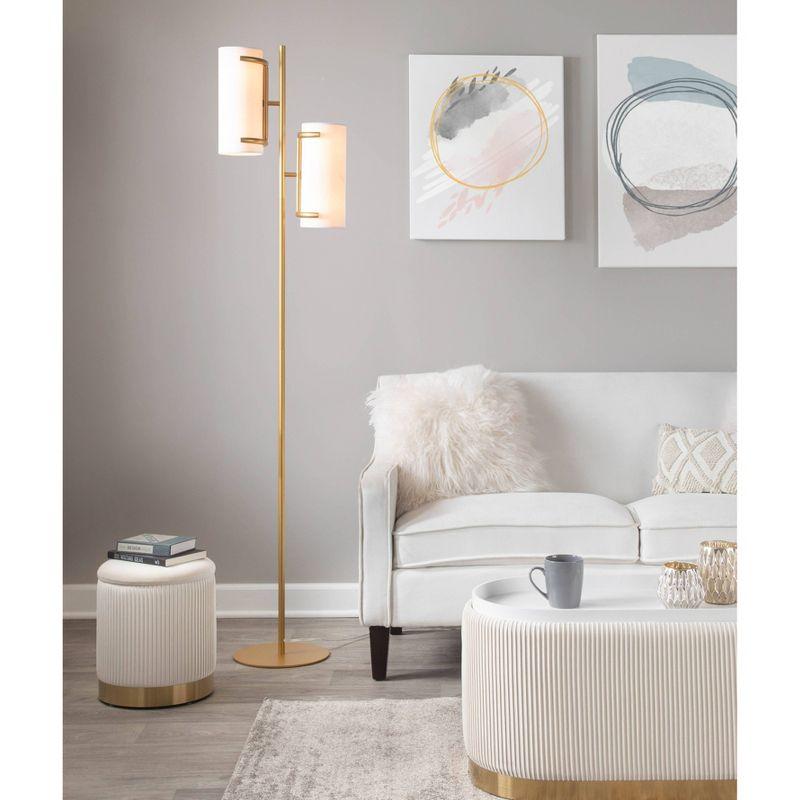 Rhonda 71" Gold Metal Floor Lamp with White Shades