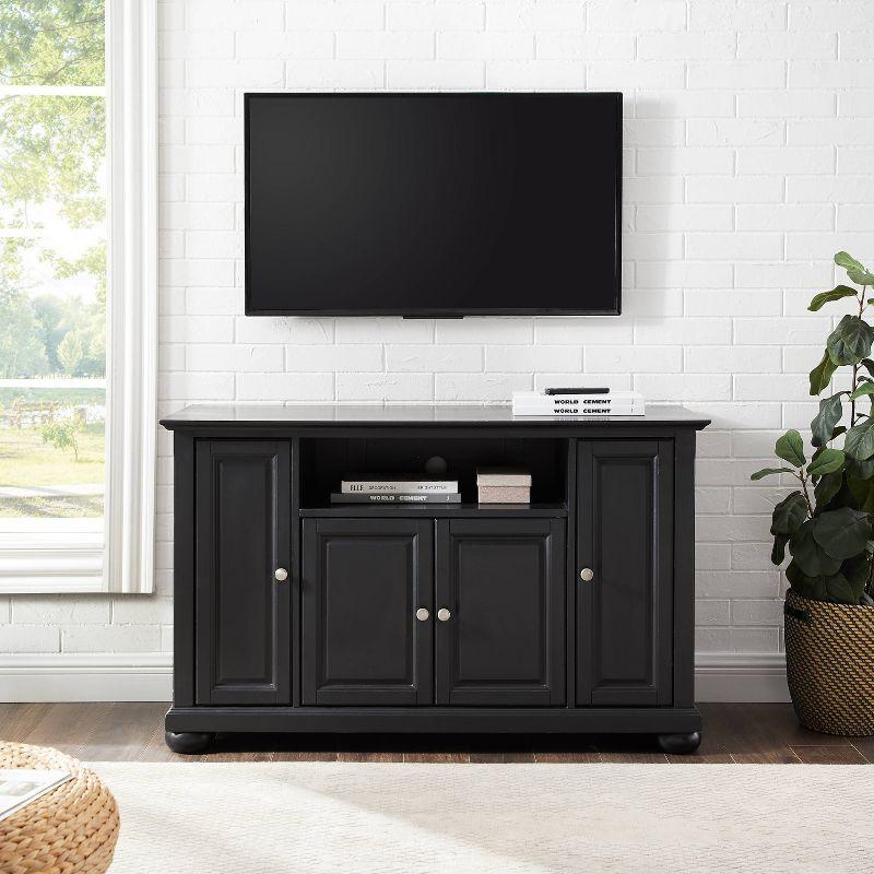 Alexandria Black Wood TV Stand with Cabinets