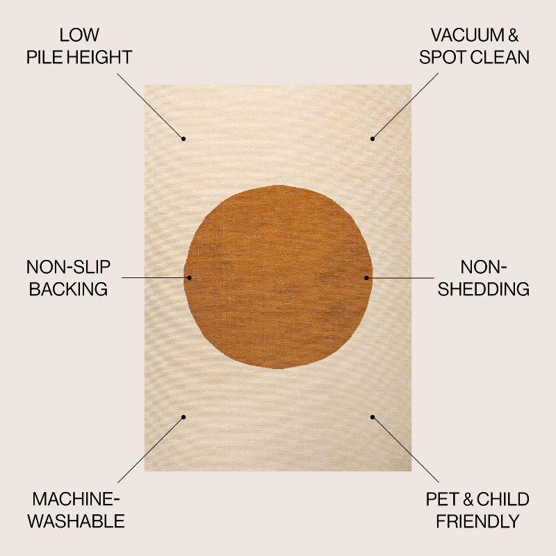 9' x 12' Cirkel Minimalist Geometric Dot Machine-Washable Area Rug, Cream/Rust - JONATHAN Y