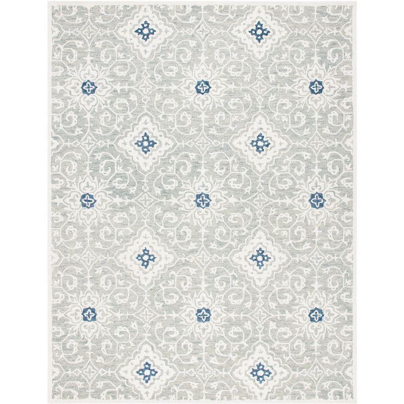 Handmade Blue Wool Tufted Reversible 8' x 10' Rug