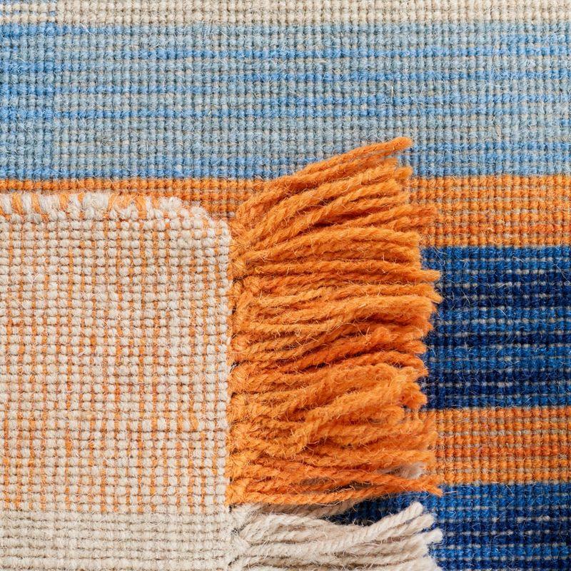 Coastal Charm Hand-Woven Blue Stripe Wool Area Rug