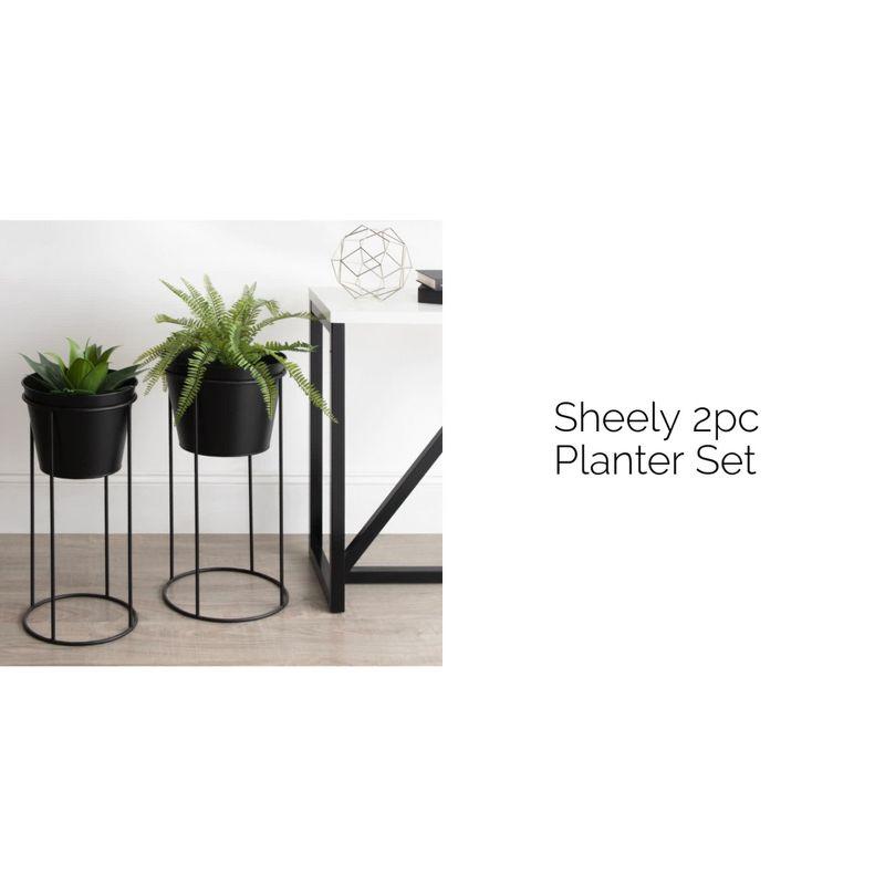 Kate and Laurel Sheely Metal Planter Stands with Pots