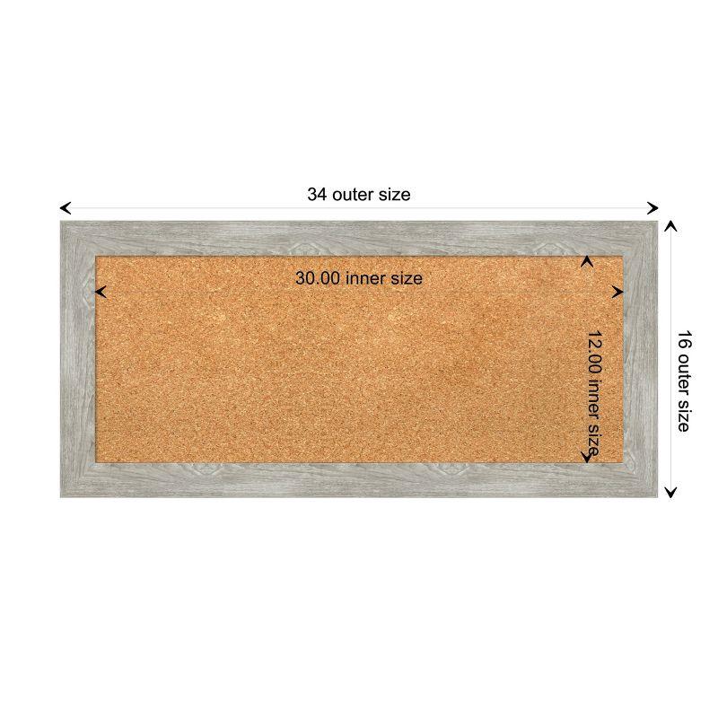 Dove Greywash Narrow Framed Natural Cork Bulletin Board