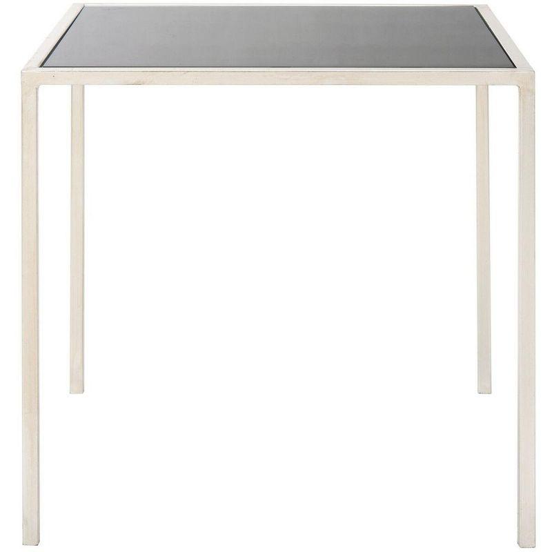 Kiley 18'' Square Black Glass & Silver Metal Accent Table