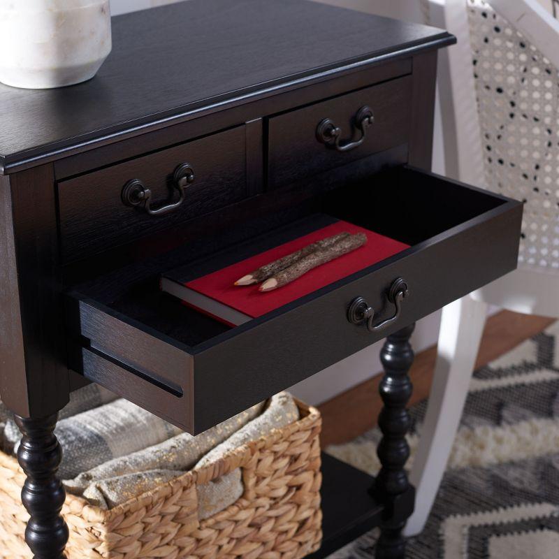 Athena Black Wood 3-Drawer Console Table with Storage