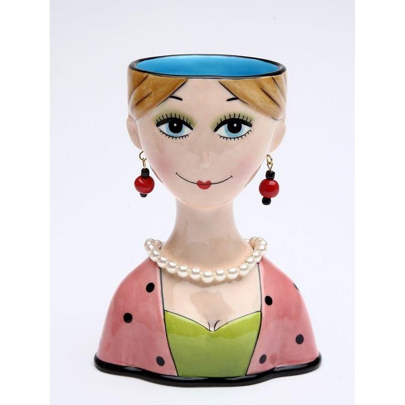 Hand-Painted Ceramic Lady Vase with Pearl Necklace