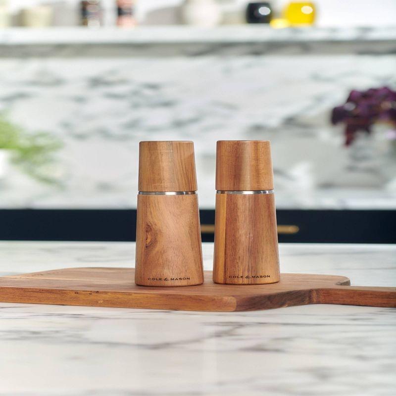 Cole & Mason 7.28" 2pc Ceramic/Acacia/Steel Marlow Gift Set Brown/Silver: Contemporary Salt & Pepper Mills