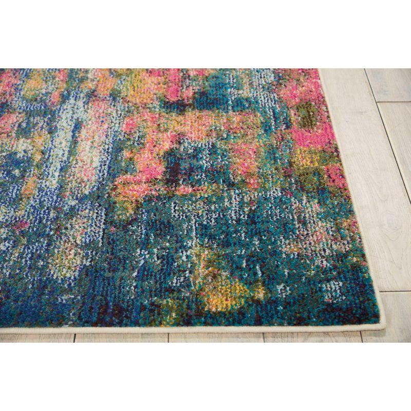 Blue Abstract Tufted Synthetic 5' x 7' Area Rug