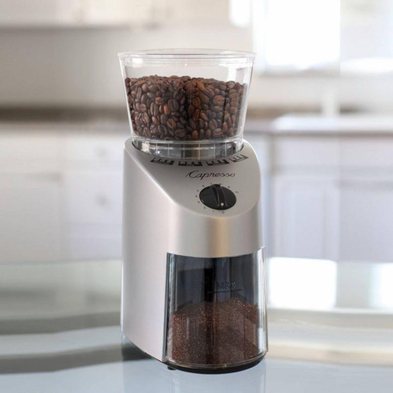 Capresso Silver Stainless Steel Electric Burr Coffee Grinder