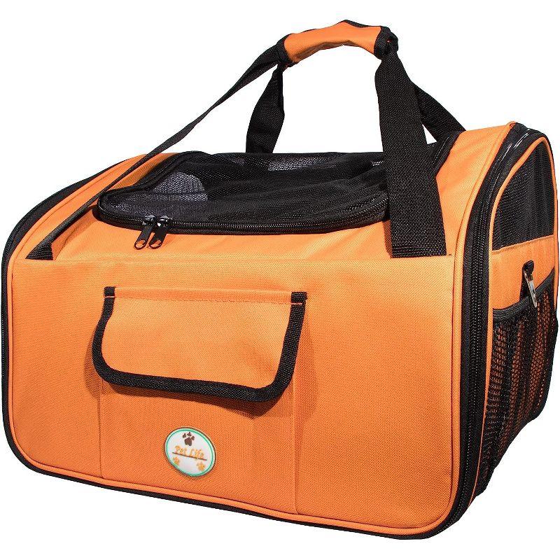 Orange Nylon Collapsible Dog Car Seat Carrier