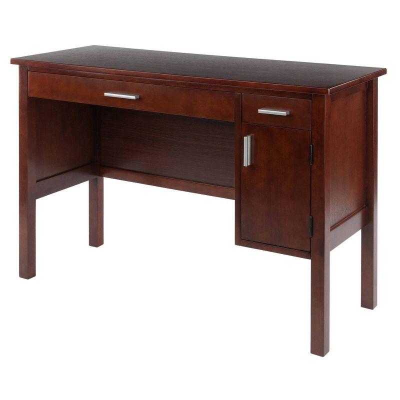 Emmett Writing Desk Walnut - Winsome: Wood Frame, 3 Drawers, Home Office Furniture