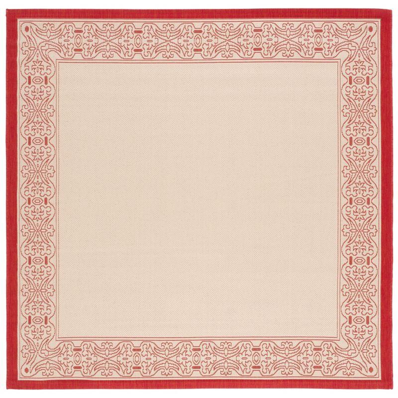 Courtyard CY2099 Power Loomed Indoor/Outdoor Area Rug - Natural/Red - 6'7"x6'7" - Safavieh.