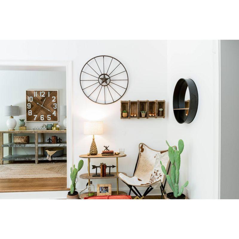 24" Metal/Wood Wall Mirror with Shelf Black - 3R Studios: No Assembly, Modern Decor