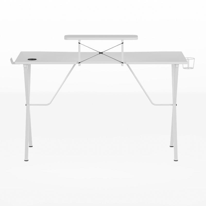 Flash Furniture White Gaming Desk with Cup Holder, Headphone Hook, and Monitor/Smartphone Stand