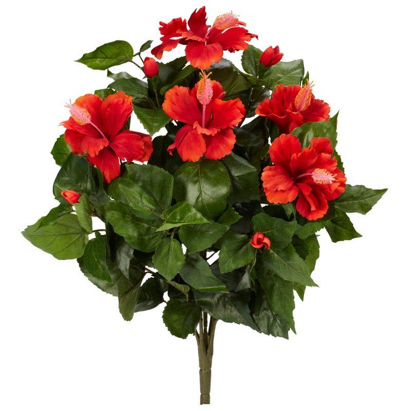 Nearly Natural 20-in Hibiscus Artificial Plant (Set of 4)