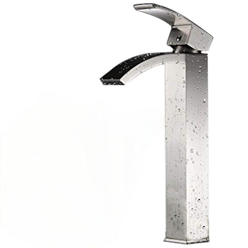 Brushed Nickel Waterfall Vessel Sink Faucet with Pop-Up Drain