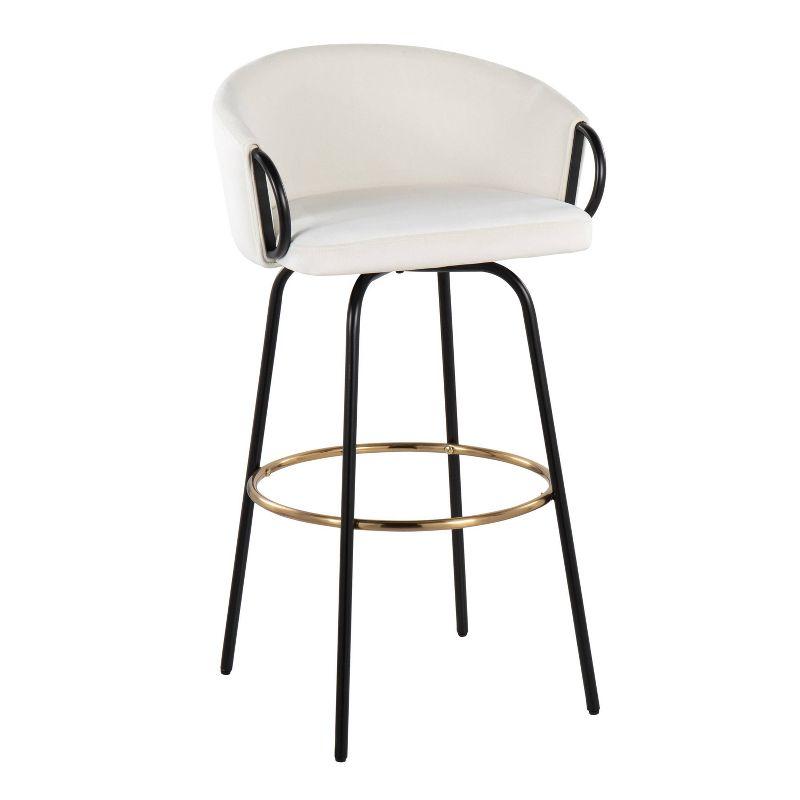 Claire Swivel Adjustable Barstool in Cream Velvet and Metal