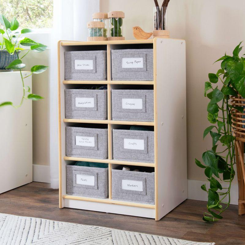 Guidecraft EdQ 8 Cubby Bin Storage Organizer 30": Kids' Wooden Cube Bookshelf, Classroom Storage Shelf with Compartments and Bins