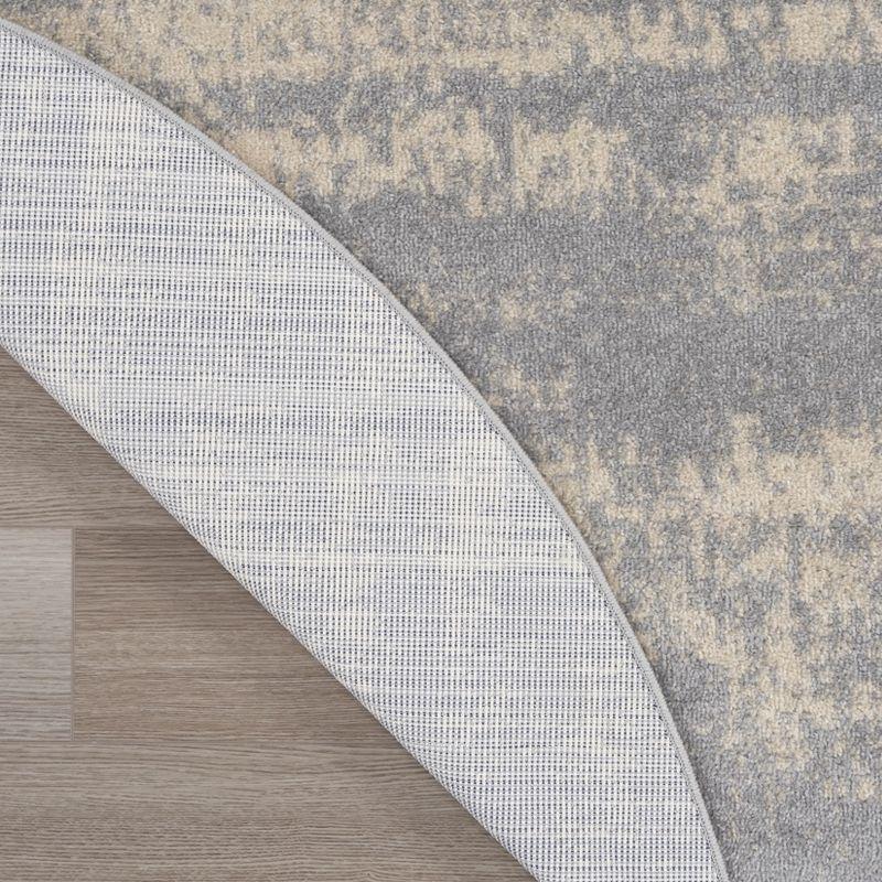 Modern Abstract Grey/Beige Round 8' Synthetic Outdoor Rug