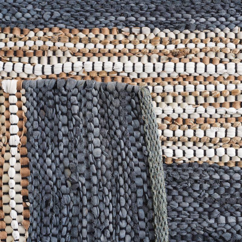 Vintage Leather VTL204 Hand Woven Area Rug - Dark Grey/Natural - 5'x8' - Safavieh.