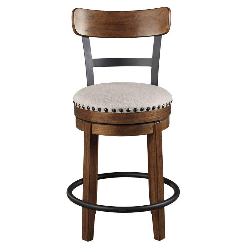 Signature Design by Ashley Valebeck Upholstered Swivel Counter Height Barstool Brown: Polyester, Wood Frame, Fixed Height