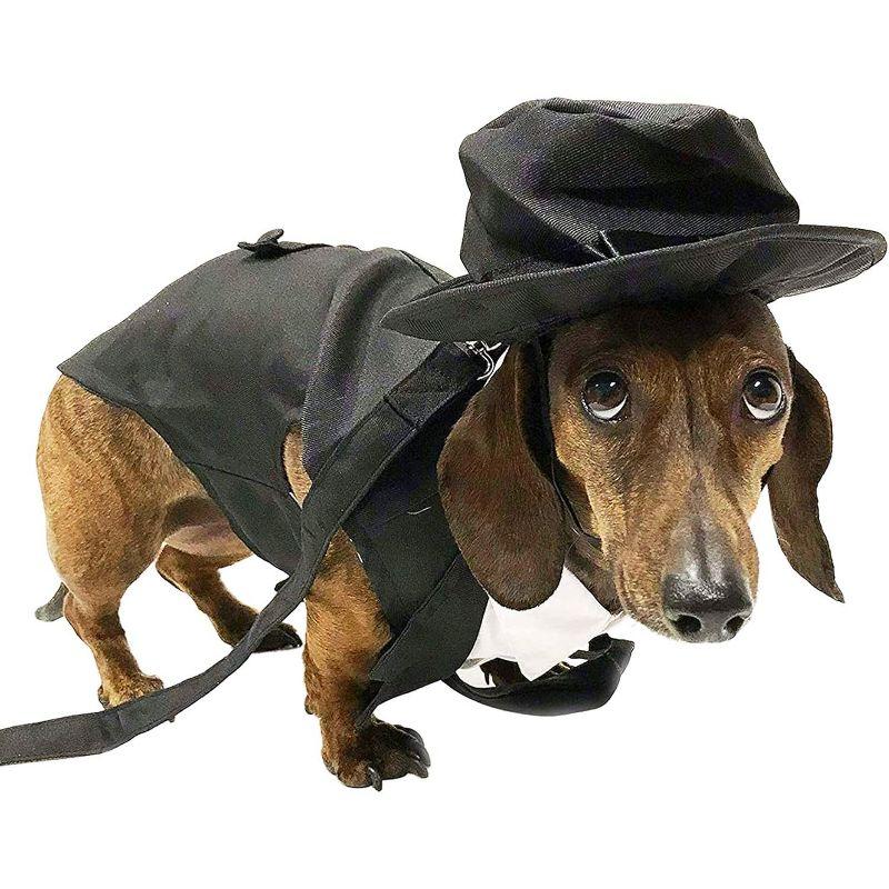 Midlee Dog Tuxedo Wedding Suit- Black Top Hat & Leash (5XL)