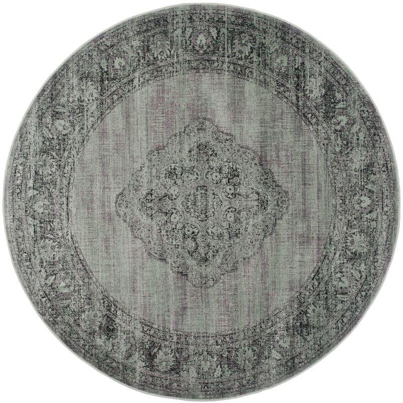 Vintage VTG112 Power Loomed Indoor Skid-Resistant Area Rug - Light Blue - 6' Round - Safavieh