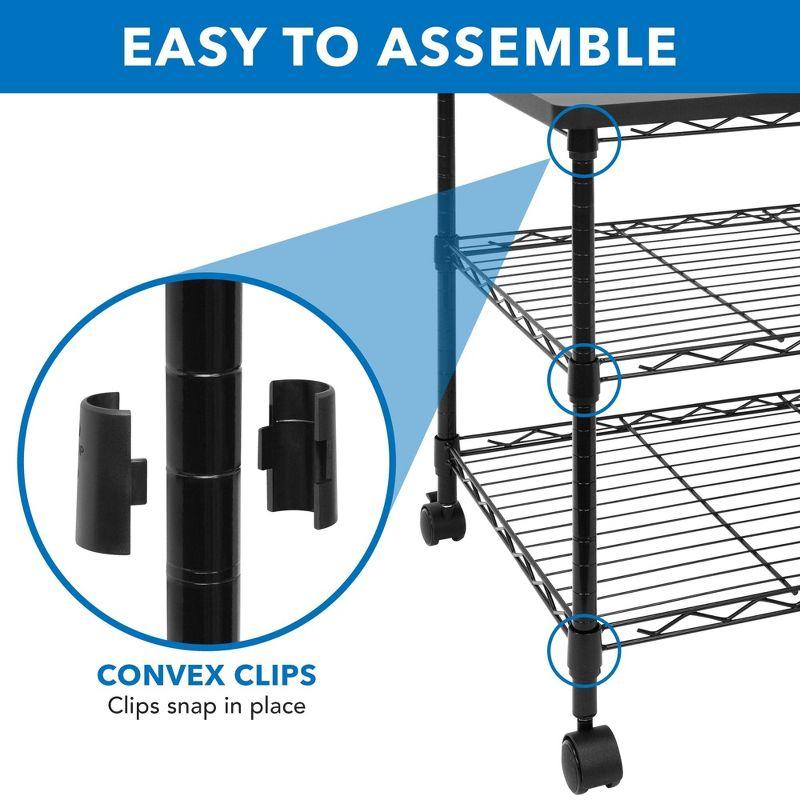 Mount-It! Printer Stand w/ Rolling Wheels, 3-Tier Large Printer Cart w/ Storage Shelves For 3D & Laser Printer, Scanner, Heat Press, 200 Lbs. Capacity