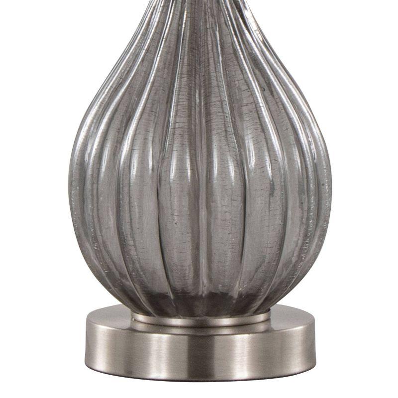LumiSource (Set of 2) Jenny 27" Contemporary Glass Table Lamps Clear Smokey Brushed Nickel and White Shade from Grandview Gallery: UL Listed