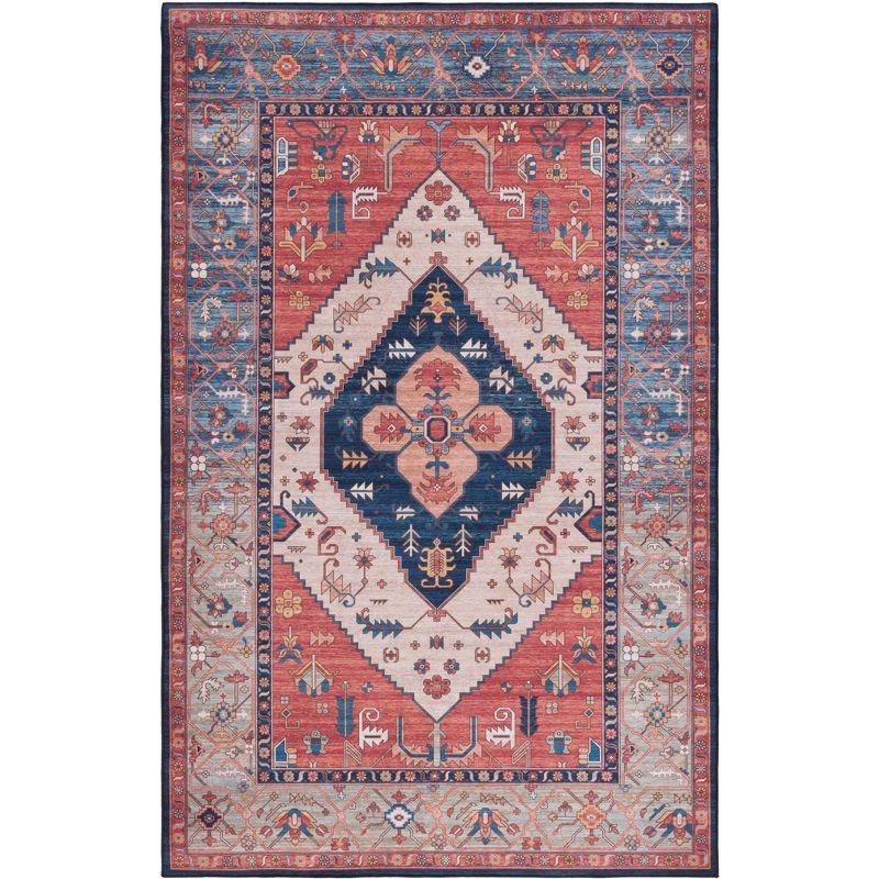 Tucson Vintage Persian TSN153 Power Loomed Machine Washable Skid-Resistant Indoor Accent Rug - Rust/Blue - 3'x5' - Safavieh