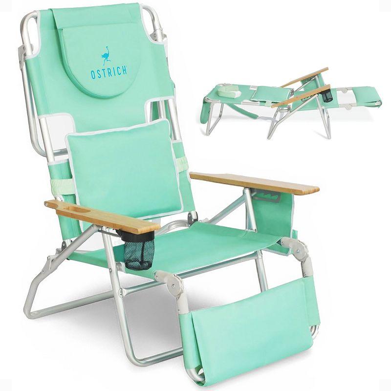 Ostrich Ostrich Deluxe Padded Lightweight Portable Adjustable Outdoor Reclining Folding Chair with Footrest