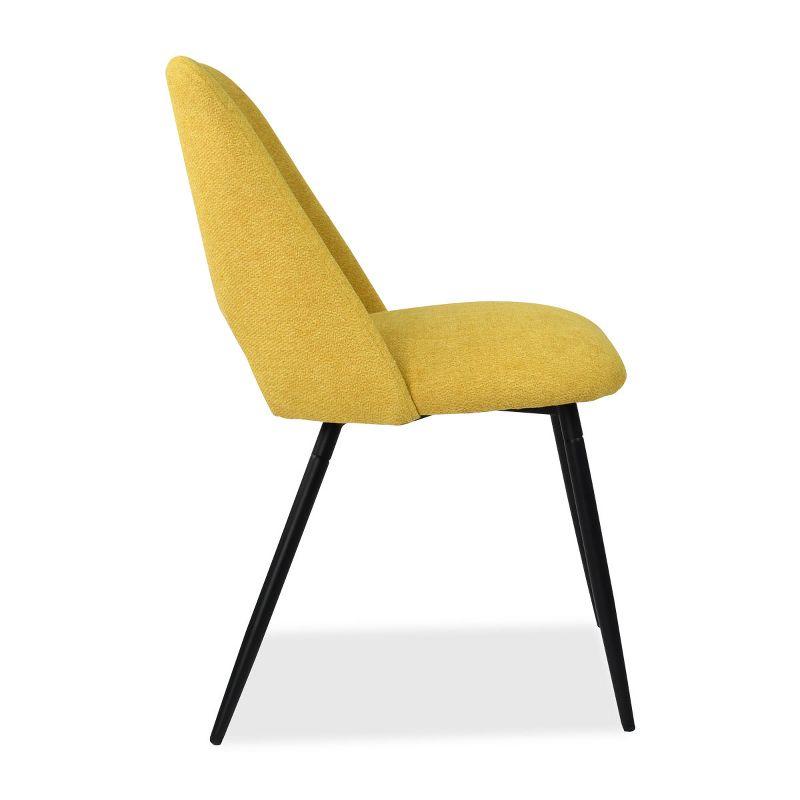 Yellow Upholstered Side Chair with Cutout Back and Black Legs