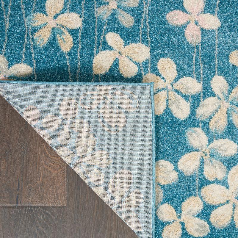 Nourison Tranquil 4' X 6' Turquoise Area Rug Bohemian Botanical Vine and Bloom by Nourison