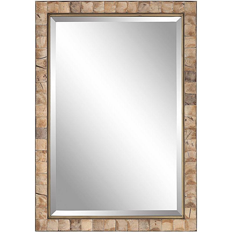 Uttermost Rectangular Vanity Decorative Wall Mirror Rustic Beveled Dark Gold Polished Coconut Frame 27 3/4" Wide for Bathroom