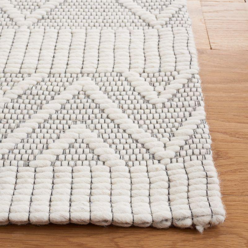 Ivory Beige Handwoven Geometric Square Area Rug