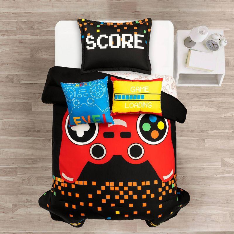 Video Games Reversible Oversized Comforter Black/Red 5Pc Set Full/Queen