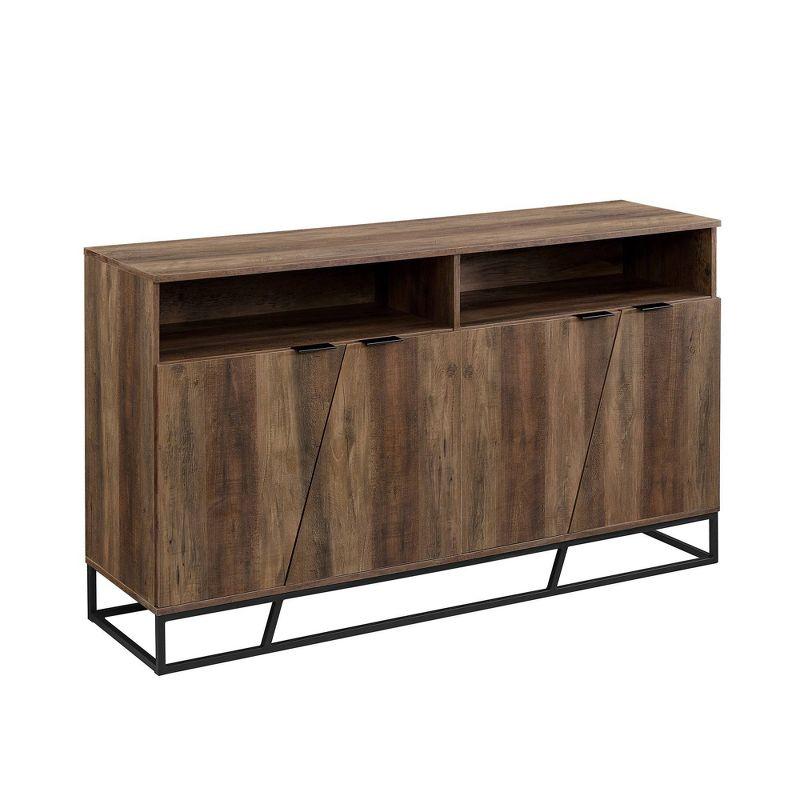 58" 4 Door Contemporary Storage Console Sideboard Rustic Oak - Saracina Home: Modern Laminated MDF Credenza
